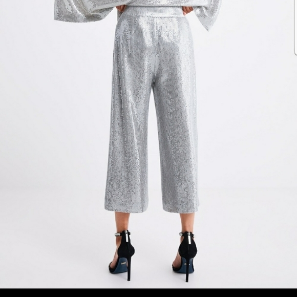 Zara sequined silver pants XS - Picture 4 of 8